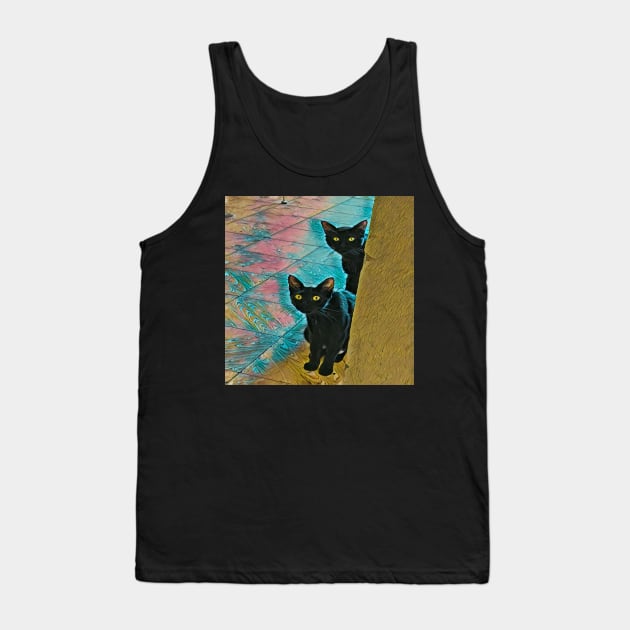 TWO CATS BLACK Tank Top by CATUNIVERSE